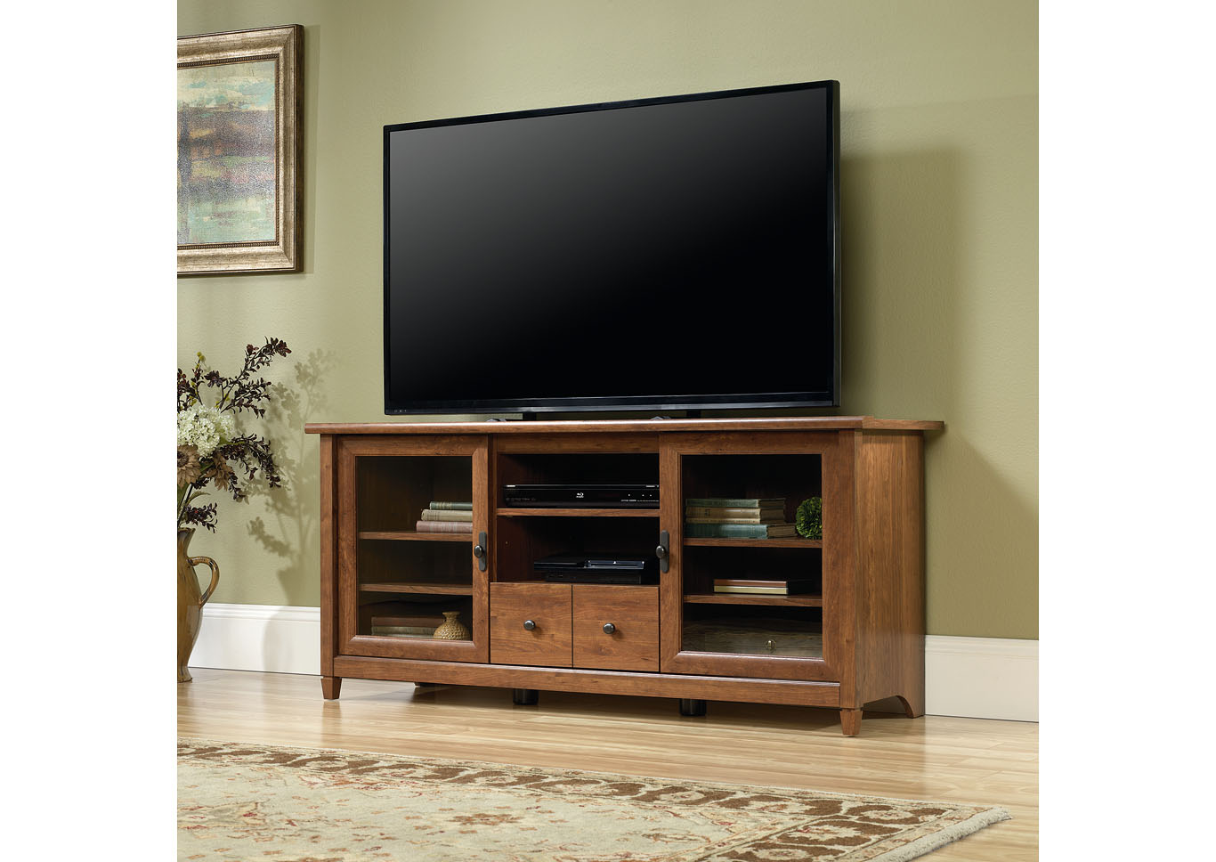 Edge Water Auburn Cherry Entertainment Credenza,Sauder